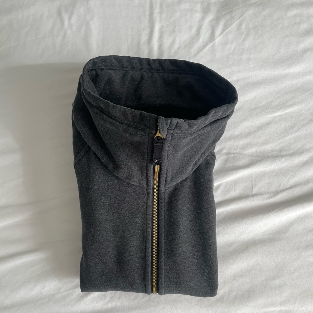 Lululemon "Radiant" Heathered Black Gold Accents Thick Funnel Neck Zip-Up Jacket - Picture 17 of 17